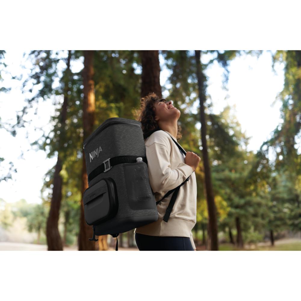Ninja FrostVault™ Go 24-Can Backpack Soft Cooler with Cold Dry Zone (Charcoal Gray)